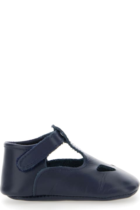 Shoes for Baby Boys Il Gufo Blue Ballet Shoes With Cut-out On The Front And Touch-strap Closure In Leather Baby