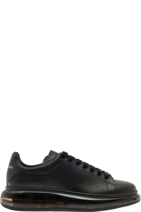 Black Air Sole Sneakers In Calf Leather Man