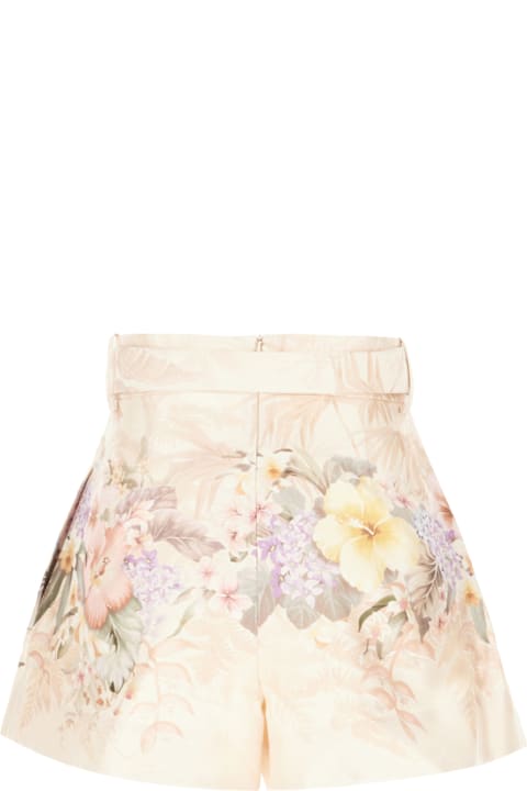 Zimmermann for Women Zimmermann Printed Linen Illuminate Tuck Shorts