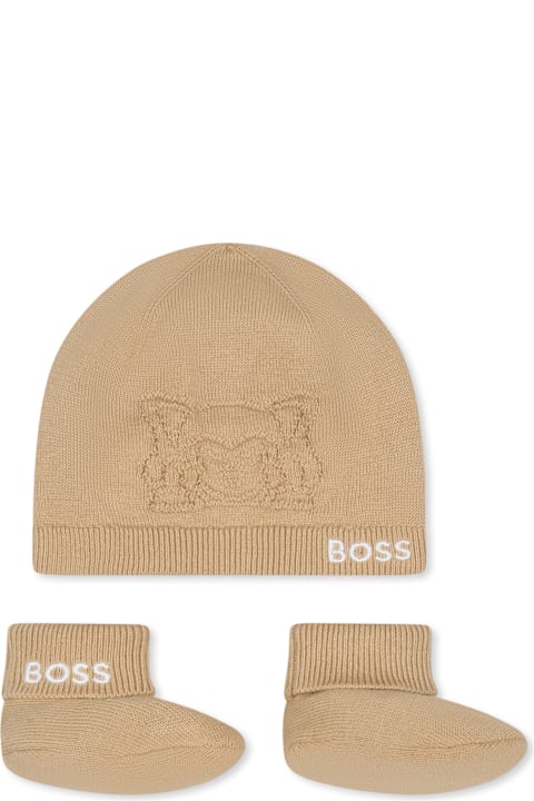 أدوات منزلية Hugo Boss Beige Accessory Set For Baby Boy With Logo