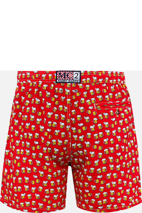 Homeware MC2 Saint Barth Man Lightweight Fabric Swim-shorts Lighting Micro Fantasy With Beer Print
