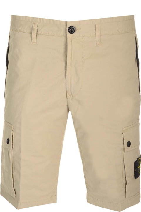 Stone Island Clothing for Men Stone Island Cargo Shorts In Sand-colored Stretch Supima Cotton