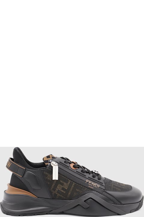 Fendi Shoes for Men Fendi Brown Leather Flow Sneakers