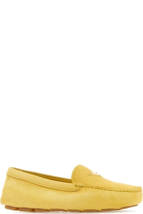Shoes for Women Prada Yellow Suede Loafers
