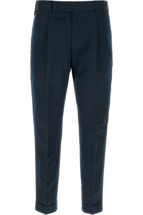 PT01 Clothing for Men PT01 Navy Blue Stretch Cotton Pant