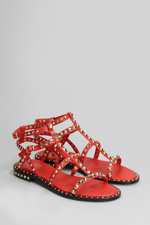 Homeware Ash Precious Flats In Red Leather