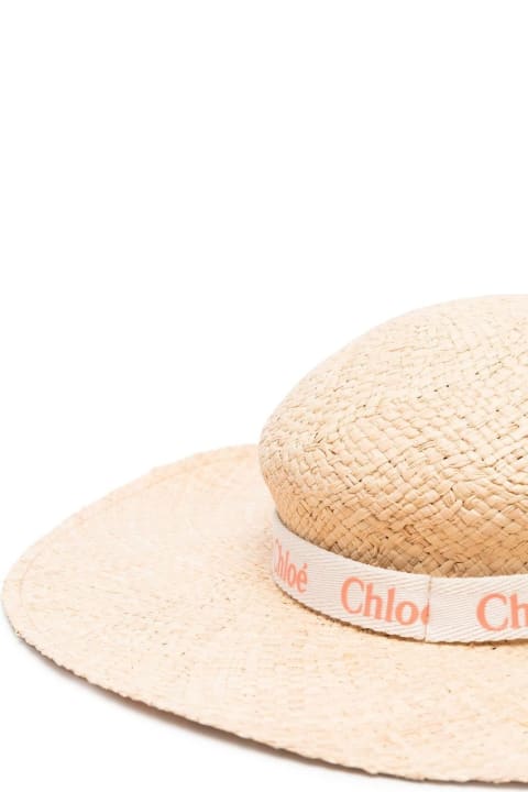 Fashion for Kids Chloé Raffia Hat With Logo Ribbon