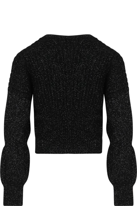 Sweaters & Sweatshirts for Girls Balmain Black Cardigan For Girl With Lurex Effect