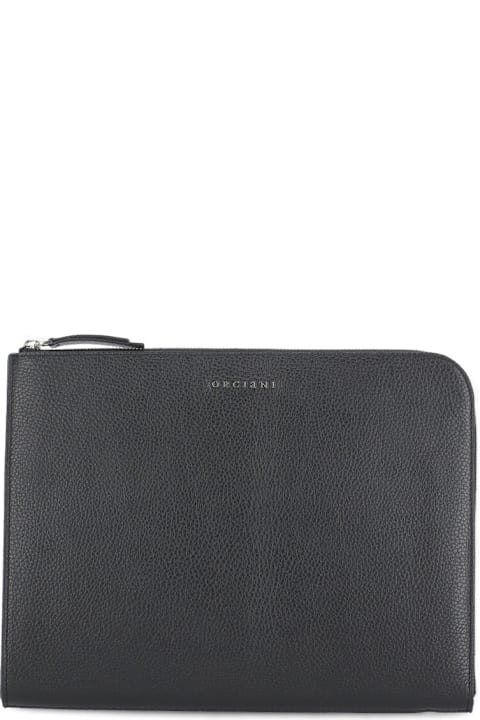 Orciani Wallets for Men Orciani Pebbled Leather Documents Holder