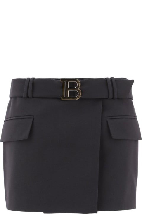 Balmain Clothing for Women Balmain B Buckle Belted Mini Skirt