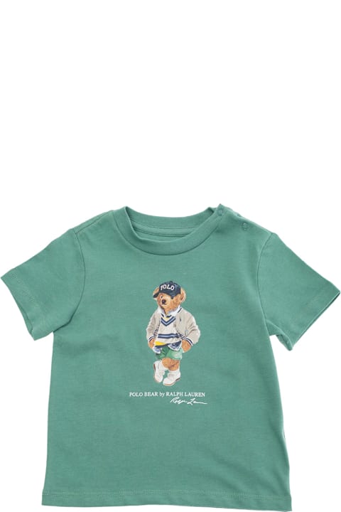Polo Ralph Lauren T-Shirts & Polo Shirts for Women Polo Ralph Lauren Green Crewneck T-shirt With Maxi Logo Print On The Front In Cotton Baby