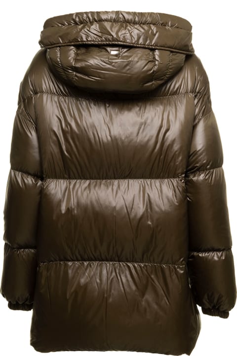 Olive Green Down Jacket In Ultraligh Tweight Padded And Quilted Nylon Herno Donna