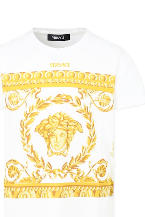 خصم على أولاد Versace White T-shirt For Kids With Logo