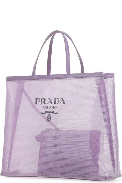 Prada Totes for Women Prada Lilac Mesh Shopping Bag