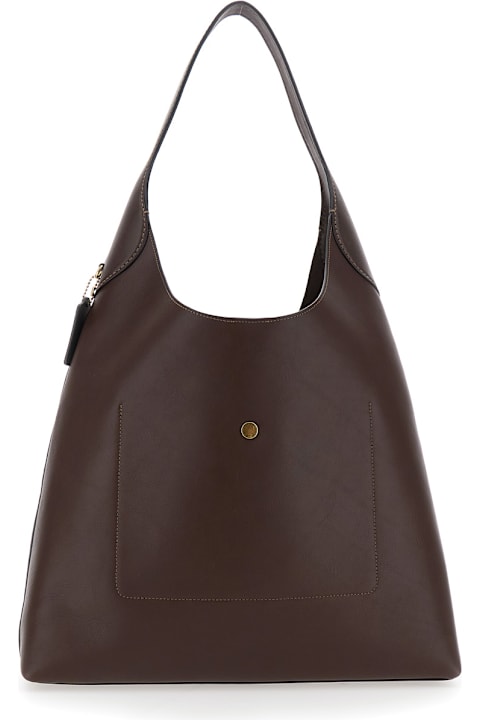 Coach for Men Coach 'brooklyn' Brown Shoulder Bag With Logo Lettering On The Front In Leather Woman
