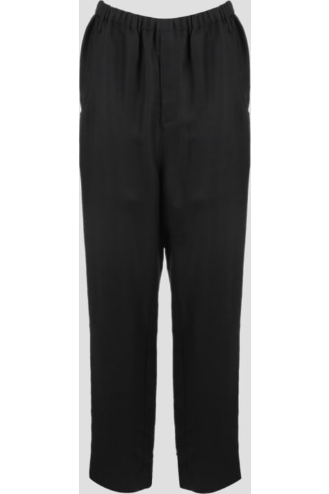 Viscose And Ramie High-waisted Trousers