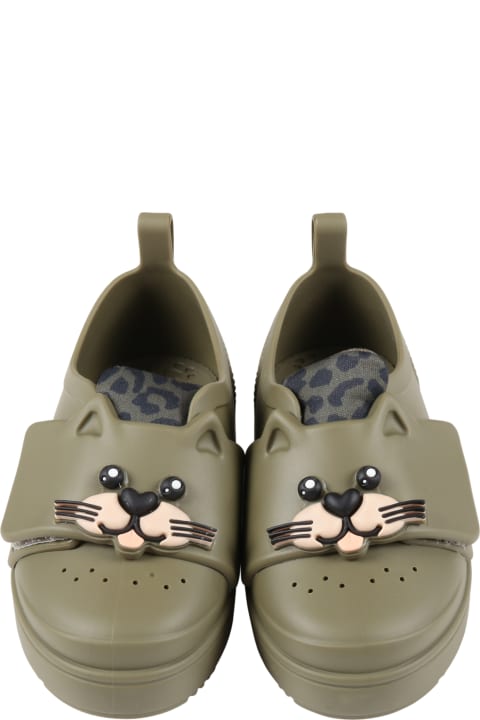Military Green Sneakers For Boy With Animal