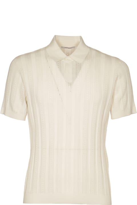 メンズ Kangraのシャツ Kangra Stripe Pattern Rib Trim Polo Shirt