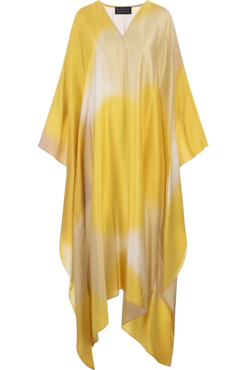 Jumpsuits for Women Gianluca Capannolo Long Silk Caftan In Shaded Yellow