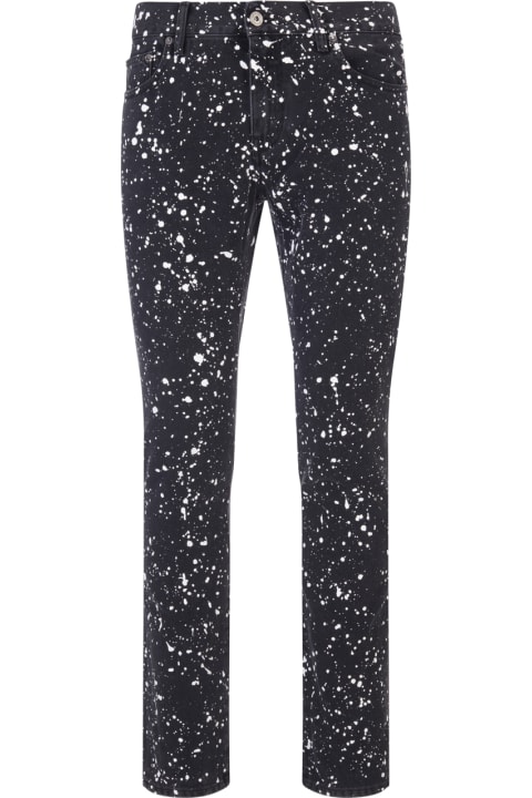 Fashion for Men Off-White Man Black Skinny Jeans With Paint Effect Print