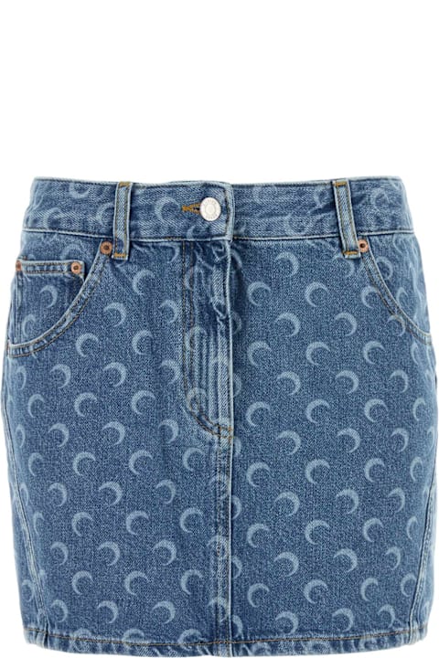 Marine Serre Printed Denim Mini Skirt