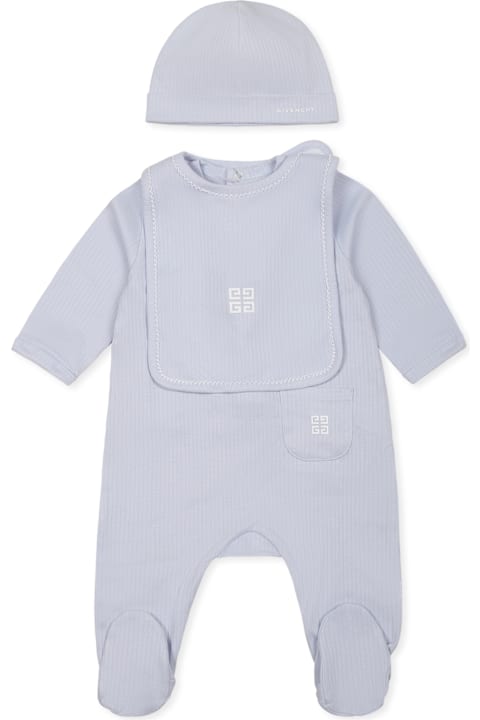 Givenchy Bodysuits & Sets for Women Givenchy Light Blue Romper Set For Baby Boy With Logo