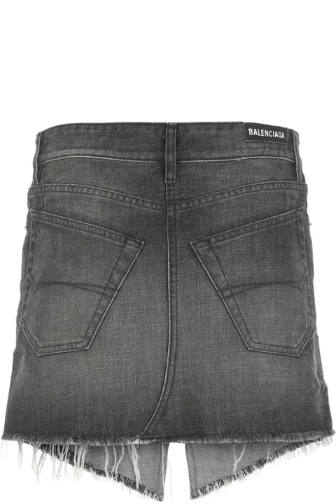Balenciaga Pants & Shorts for Women Balenciaga Black Denim Cut-up Mini Skirt
