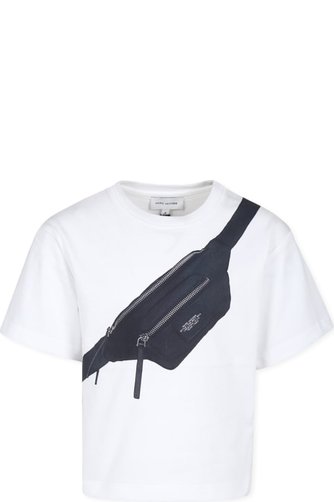 Little Marc Jacobs T-Shirts & Polo Shirts for Boys Little Marc Jacobs White T-shirt For Boy With Belt Bag Print