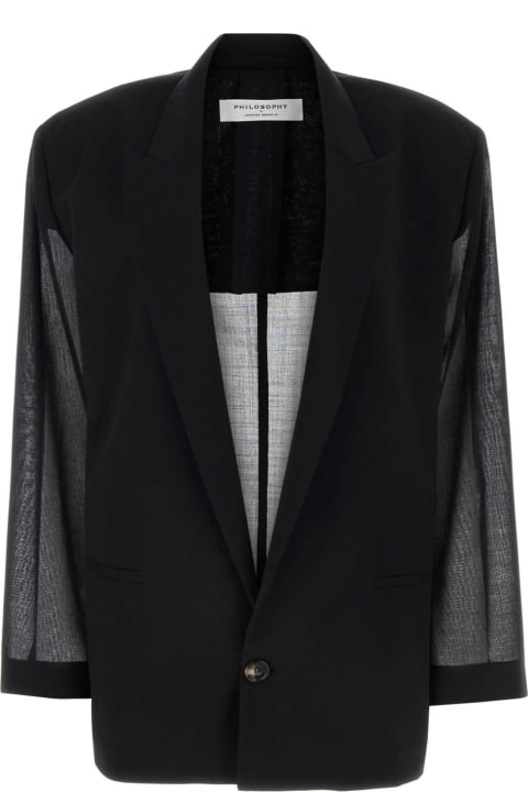 Philosophy di Lorenzo Serafini Coats & Jackets for Women Philosophy di Lorenzo Serafini Black Wool Blend Oversize Blazer