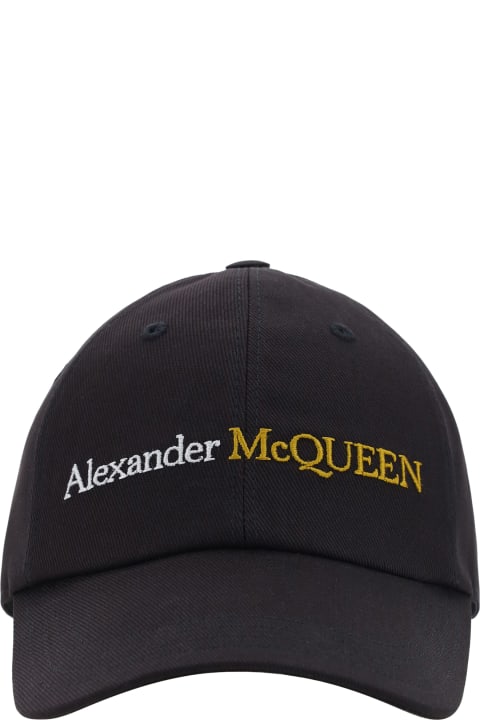 Hats for Men Alexander McQueen Logo Embroidered Baseball Cap