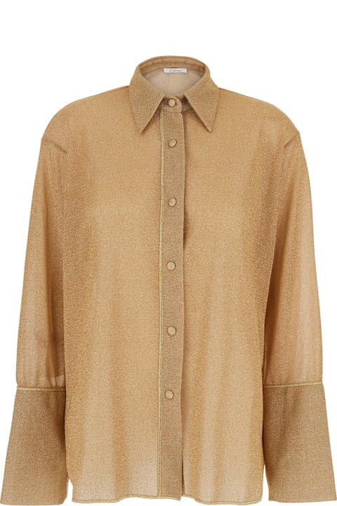 Oseree for Kids Oseree 'lumiere' Gold Colored Shirt With Classic Collar And Bell Sleeves In Tech Fabric Woman