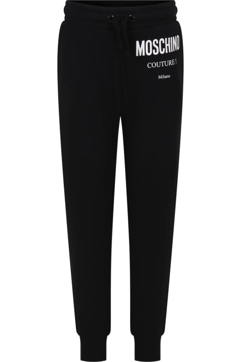 Moschino for Kids Moschino Black Trousers For Boy With Logo