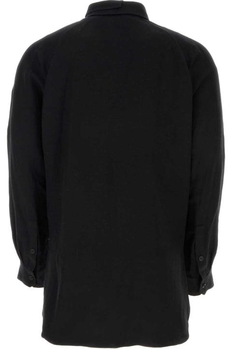 メンズ Yohji Yamamotoのシャツ Yohji Yamamoto Black Linen Blend Shirt