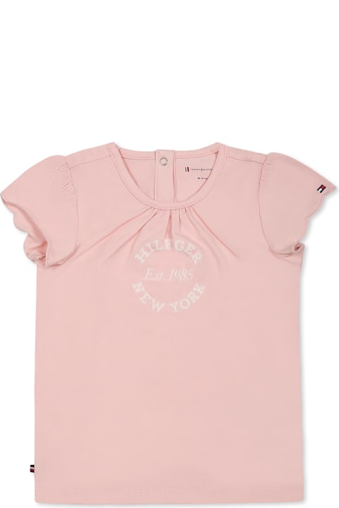 Homeware Tommy Hilfiger Pink T-shirt For Baby Girl With Iconic Flag