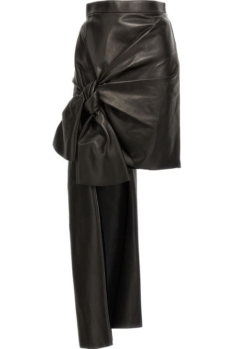 Alexander McQueen for Women Alexander McQueen Leather Skirt With Maxi Bow