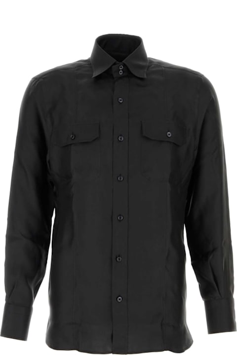 Shirts for Men Tom Ford Black Silk Shirt