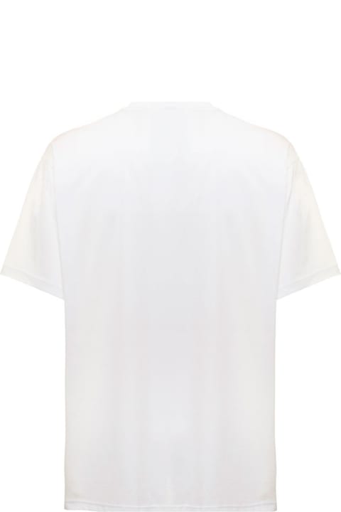 Burberry Man's White Cotton T-shirt With Logo Print