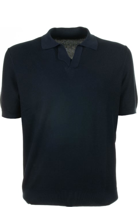Tagliatore Men Tagliatore Navy Blue Short-sleeved Polo Shirt