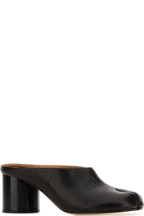Maison Margiela Black Leather Tabi Mules
