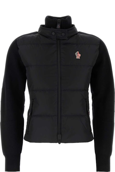 Clothing for Women Moncler Grenoble Black Wool Blend Cardigan