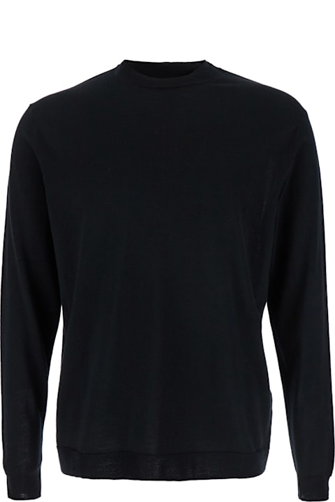 Low Brand Clothing for Men Low Brand Black Crew Neck Pullover In Virgin Wool Man