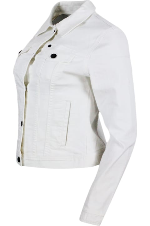 Armani Collezioni Coats & Jackets for Women Armani Collezioni Denim Jacket With Patch Pockets On The Chest, Side Welt Pockets And Button Closure