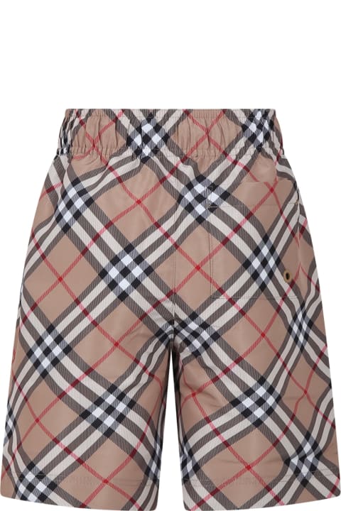 Swimwear for Boys Burberry Beige Swimsuit For Boy With Vintage Check