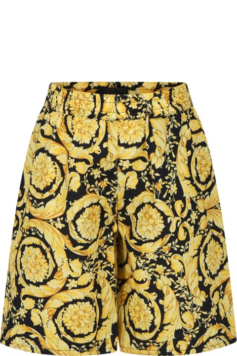 Versace Bottoms for Boys Versace Black Shorts For Boy With Baroque Print
