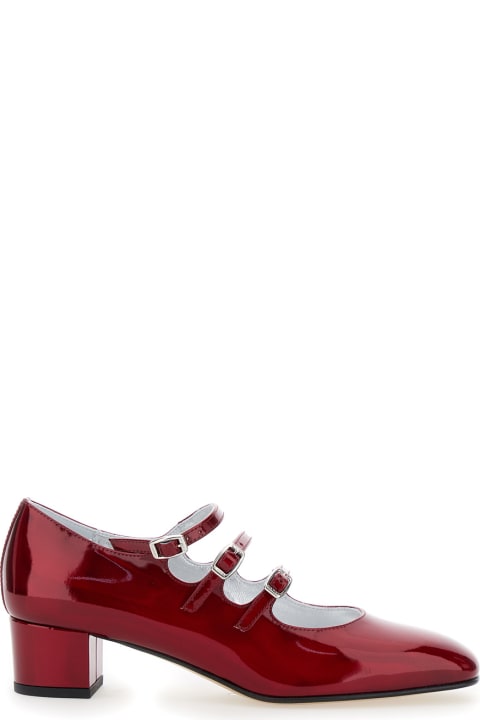 Carel High-Heeled Shoes for Women Carel 'kira 24 Reflex' Red Pumps With Straps In Patent Leather Woman