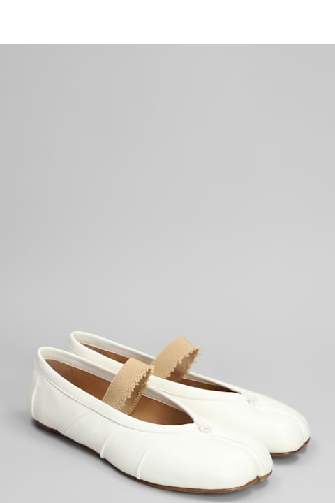 Shoes Sale for Women Maison Margiela Tabi Ballet Flats In Beige Leather