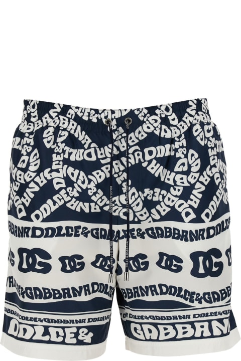 Dolce & Gabbana Sale for Men Dolce & Gabbana Logo Print Swim Shorts