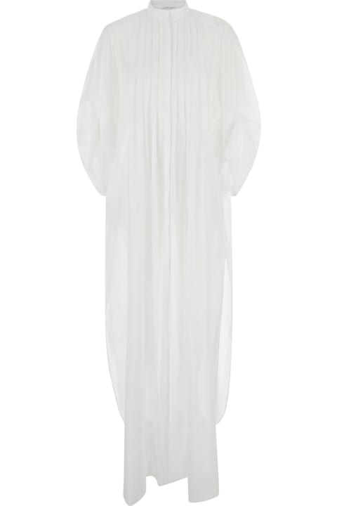 Alberta Ferretti Dresses for Women Alberta Ferretti White Chemisier Long Dress With Pleats In Cotton Man