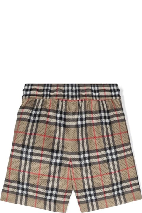 Fashion for Boys Burberry 'malcolm' Beige Shorts With Check Motif In Perforated Fabric Boy