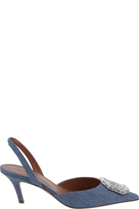 Homeware Amina Muaddi Camelia Sling 60 Printed Denim Pumps